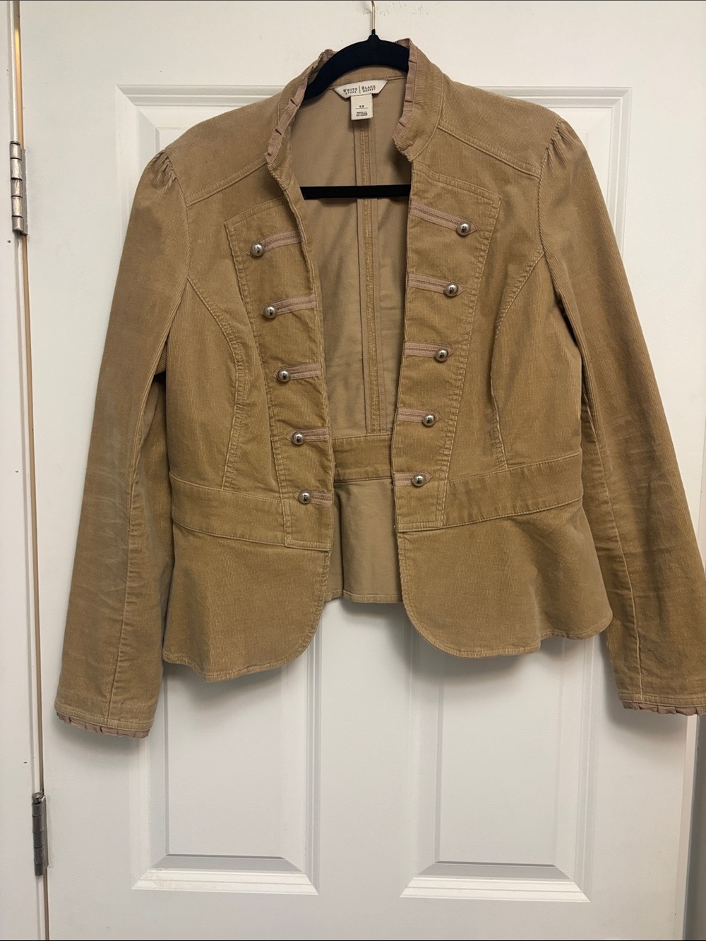 White House Black Market Tan Military-Style Peplum Jacket
